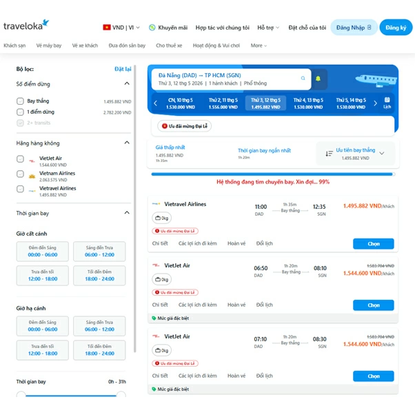 Sử dụng các nền tảng trực tuyến sẽ giúp bạn so sánh giá chi tiết từng chuyến bay.
