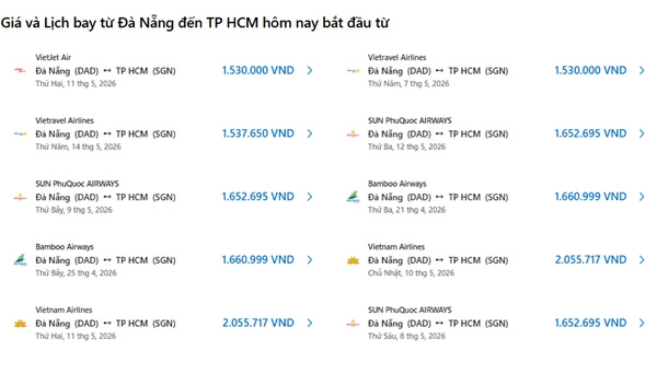 Cùng một chuyến bay nhưng có nhiều mức giá khác nhau.