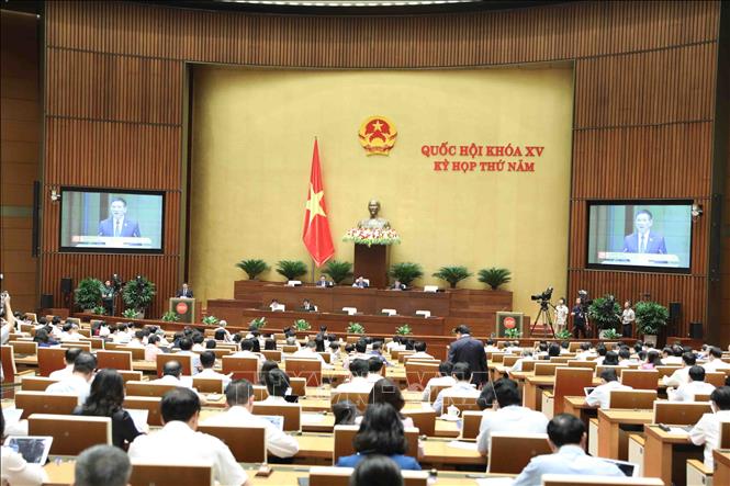 Quang cảnh phiên họp Quốc hội sáng 24/5/2023. Ảnh: Minh Đức/TTXVN