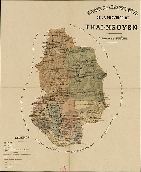 Bản đồ tỉnh Thái Nguyên năm 1891. Ảnh: Internet