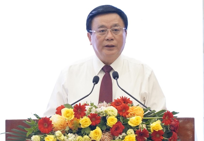 Đồng chí Nguyễn Xuân Thắng, Ủy viên Bộ Chính trị, Giám đốc Học viện Chính trị quốc gia Hồ Chí Minh, Chủ tịch Hội đồng Lý luận Trung ương, phát biểu đề dẫn Hội thảo.