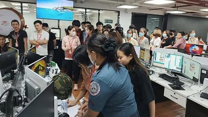 Nhà chức trách Philippines đột kích cơ sở thành lập nhóm Clark Sun Valley Hub ở tỉnh Pampanga hôm 4/5. (Nguồn: Nhóm chống tội phạm mạng của Cảnh sát quốc gia Philippines)