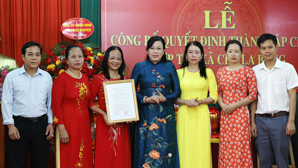 Đồng chí Bí thư Tỉnh ủy Nguyễn Thanh Hải trao quyết định thành lập Chi bộ HTX chè La Bằng (Đại Từ).