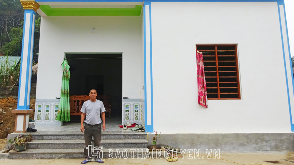 Căn nhà mới được xây dựng từ nguồn vốn vay ưu đãi 40 triệu đồng theo Nghị định 28 của gia đình ông Lưu Văn Đằng, xóm Nà Chát, xã Linh Thông (Định Hóa).
