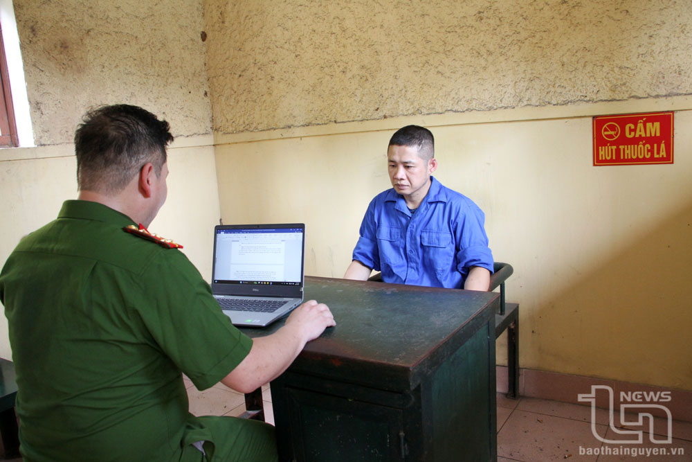 Đối tượng Nguyễn Trung Thành tại Trại tạm giam Công an tỉnh.