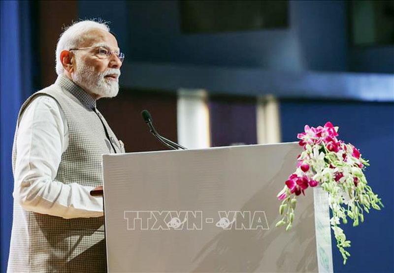 Thủ tướng Ấn Độ Narendra Modi phát biểu tại thủ đô New Delhi, ngày 7/8/2025. Ảnh: ANI/TTXVN