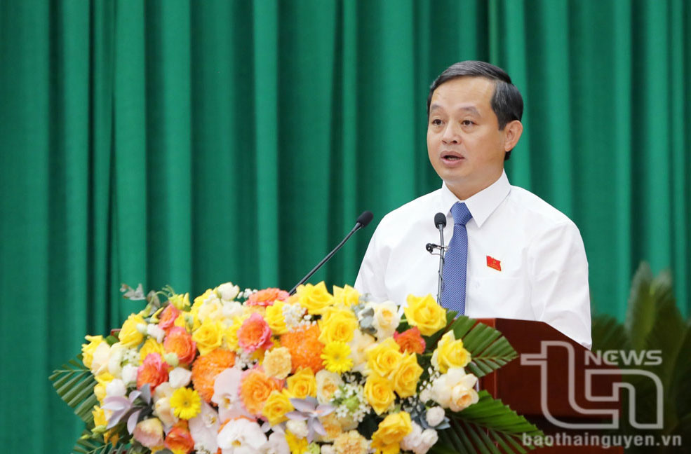 Đồng chí Phạm Hoàng Sơn, Phó Bí thư Thường trực Tỉnh ủy, Chủ tịch HĐND tỉnh, phát biểu bế mạc Kỳ họp.