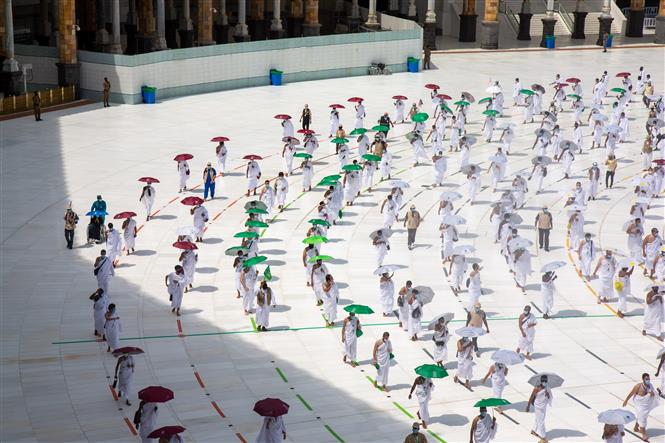 Các tín đồ Hồi giáo cầu nguyện tại Đền thờ Lớn ở thánh địa Mecca, Saudi Arabia, trong lễ hành hương Hajj. Ảnh: THX/TTXVN