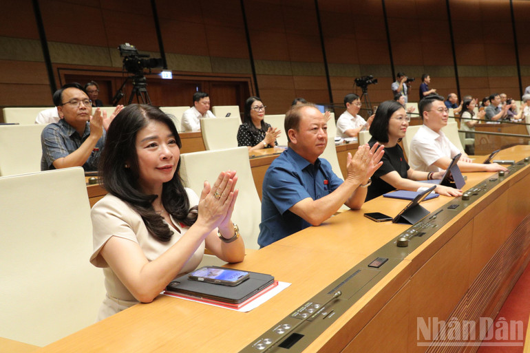 Đại biểu Quốc hội tham gia phiên họp sáng 12/6. (Ảnh: DUY LINH)