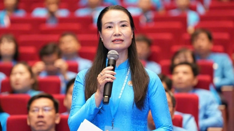 Chủ tịch Công đoàn phường Ba Đình Nguyễn Thị Thanh.