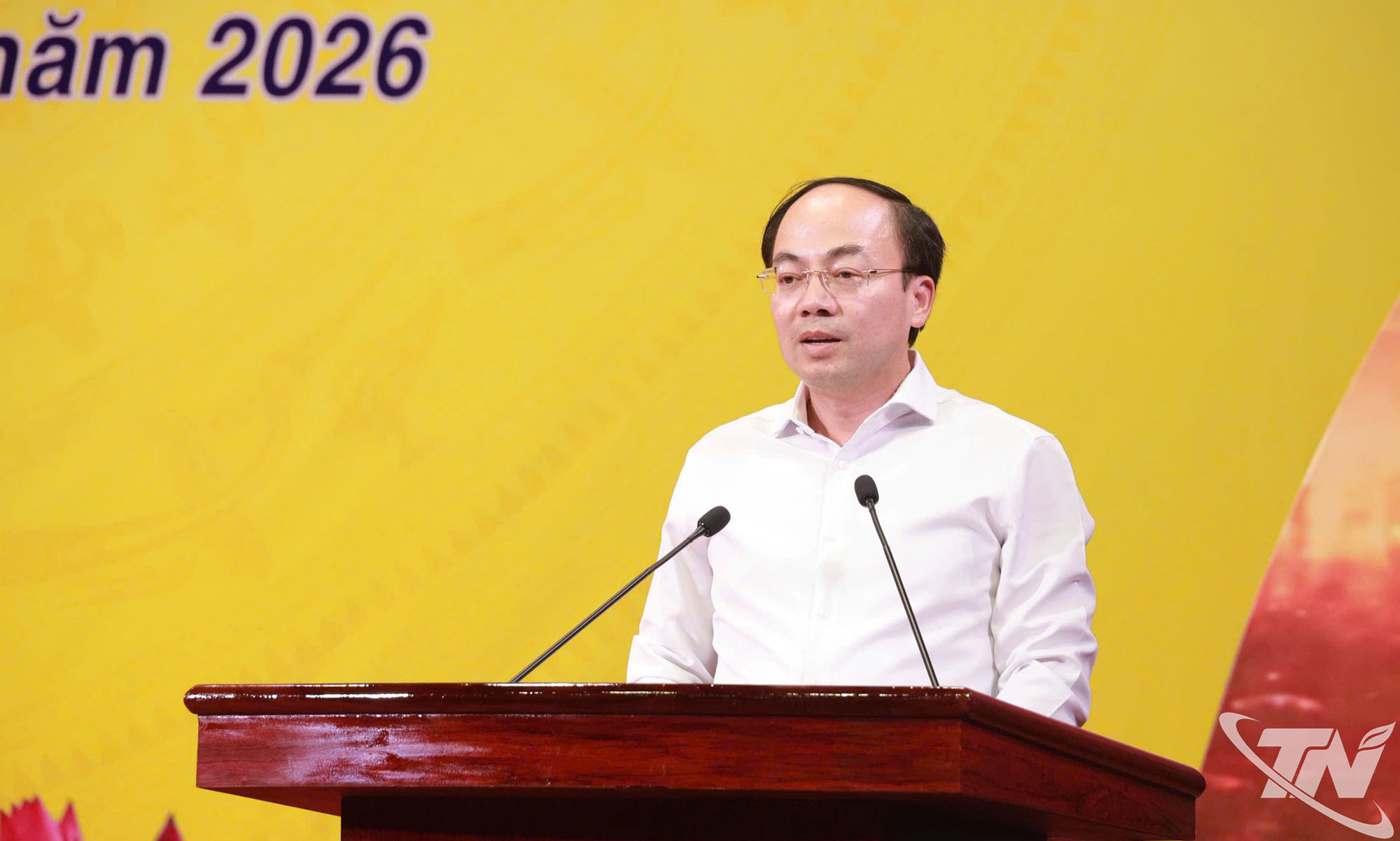 Đồng chí Phó Bí thư Thường trực Tỉnh ủy Nguyễn Đăng Bình phát biểu tại Hội thi.