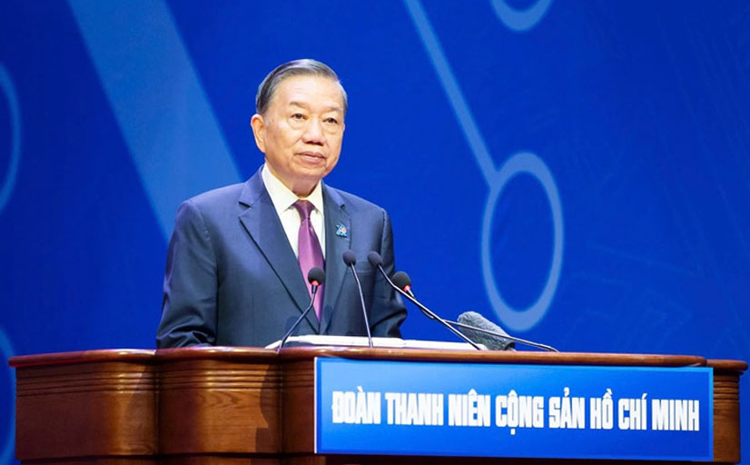 Tổng Bí thư, Chủ tịch nước Tô Lâm phát biểu tại phiên trọng thể Đại hội đại biểu toàn quốc Đoàn TNCS Hồ Chí Minh lần thứ XIII, sáng 25-6 - Ảnh: VGP/Nhật Bắc