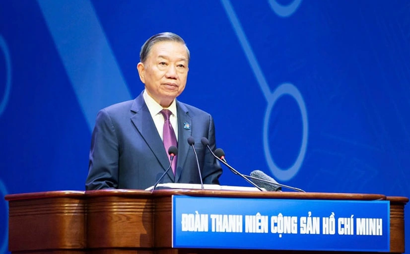 Tổng Bí thư, Chủ tịch nước Tô Lâm phát biểu tại phiên trọng thể Đại hội đại biểu toàn quốc Đoàn TNCS Hồ Chí Minh lần thứ XIII, sáng 25-6 - Ảnh: VGP/Nhật Bắc