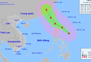 Thời tiết ngày 25/7: Bão Doksuri có khả năng mạnh lên ở mức siêu bão, biển động dữ dội