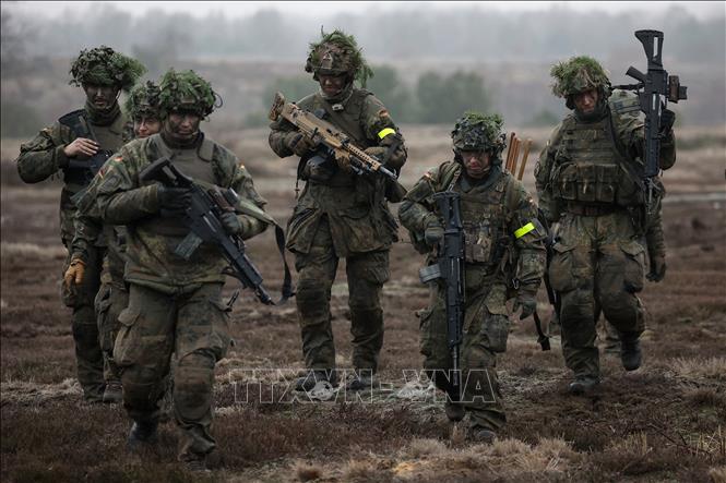 Binh sĩ Đức tham gia khóa huấn luyện tại Altengrabow, đông Đức, ngày 26/1/2023. Ảnh: AFP/TTXVN