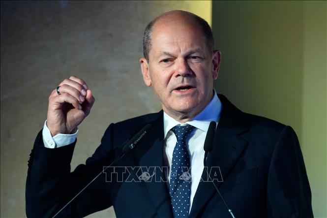 Thủ tướng Đức Olaf Scholz phát biểu tại một hội nghị ở Berlin. Ảnh: AFP/TTXVN