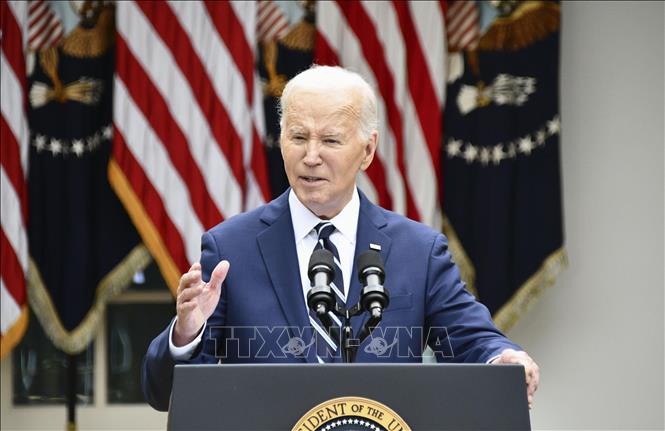 Tổng thống Mỹ Joe Biden phát biểu tại Nhà Trắng ngày 14/5/2024. Ảnh: Kyodo/TTXVN