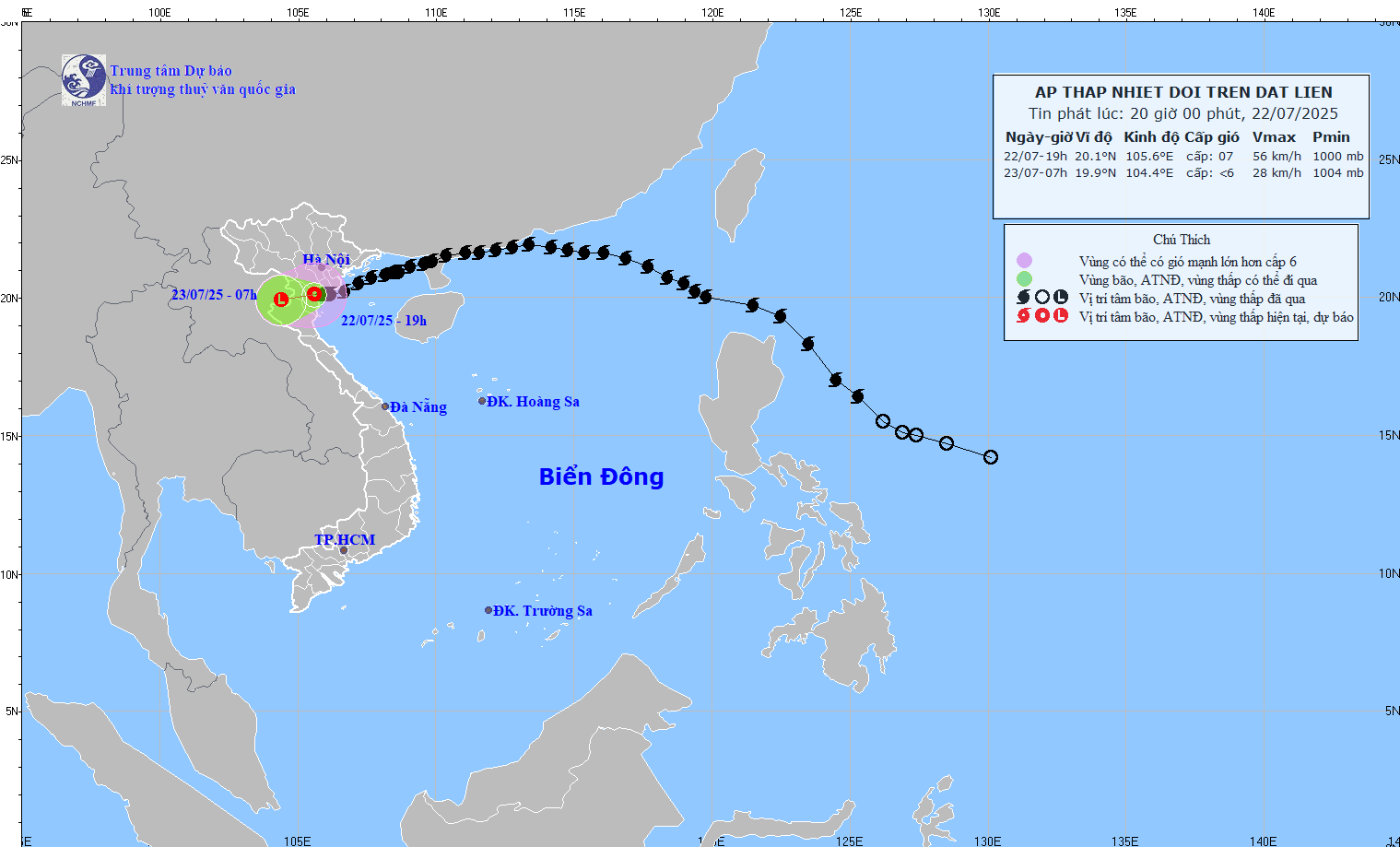 Bão số 3 suy yếu thành áp thấp nhiệt đới. Ảnh: KTTV