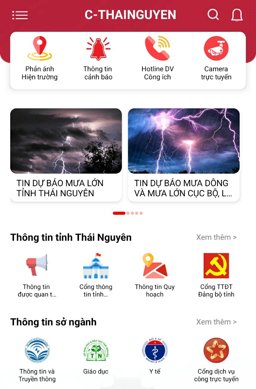 Các tính năng hữu ích trên ứng dụng C-ThaiNguyen.