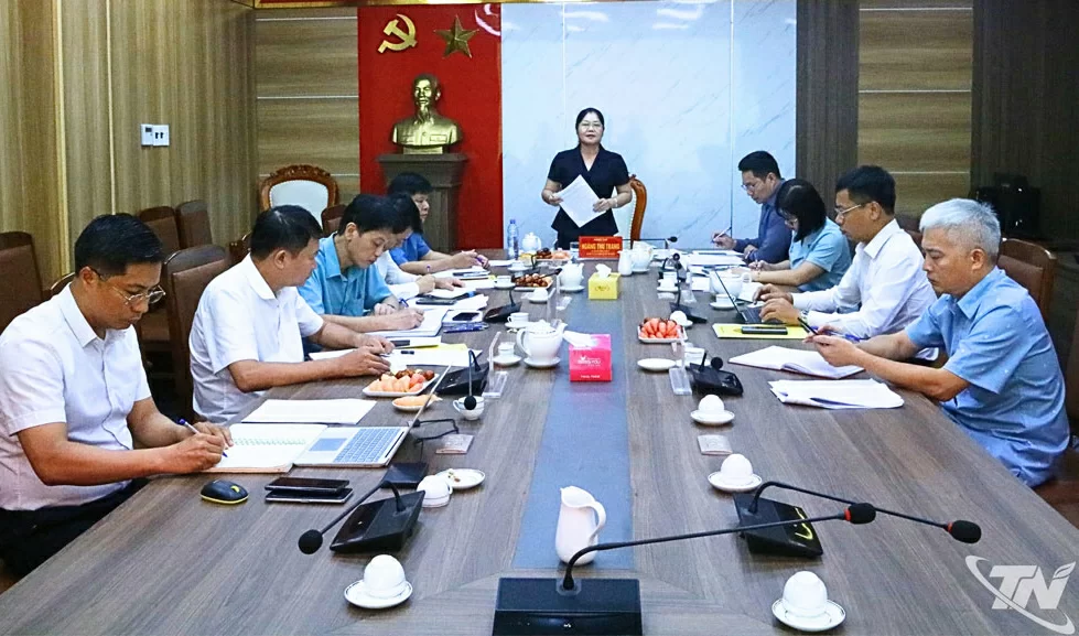 Đồng chí Phó Chủ tịch UBND tỉnh Hoàng Thu Trang phát biểu chỉ đạo tại buổi làm việc với Sở Dân tộc và Tôn giáo.