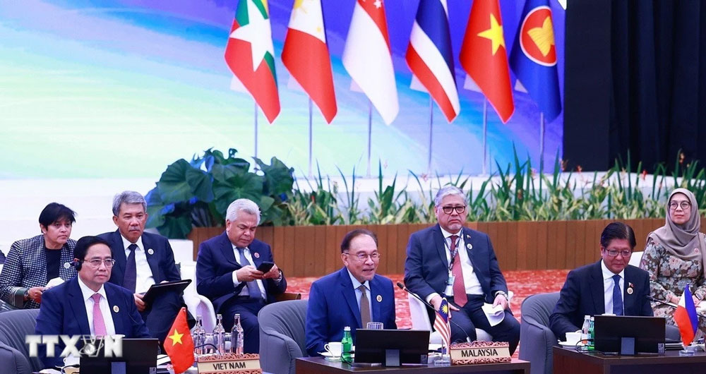 Thủ tướng Phạm Minh Chính dự phiên Đối thoại của lãnh đạo ASEAN với đại diện Hội đồng liên Nghị viện ASEAN (AIPA). (Ảnh: DƯƠNG GIANG/TTXVN)