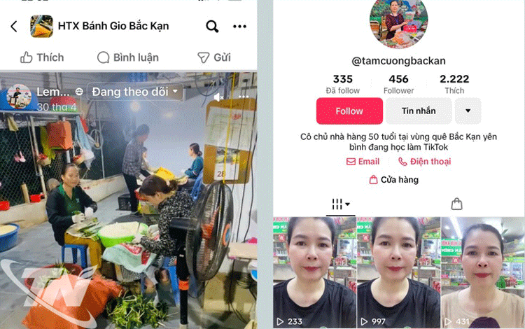 Nông dân các xã phía Bắc của tỉnh livestream bán sản phẩm nông nghiệp.