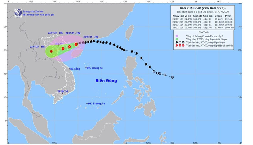 (Ảnh: Trung tâm Dự báo khí tượng thủy văn quốc gia).