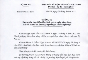 Điều chỉnh mức trợ cấp hằng tháng đối với cán bộ xã, phường, thị trấn già yếu đã nghỉ việc