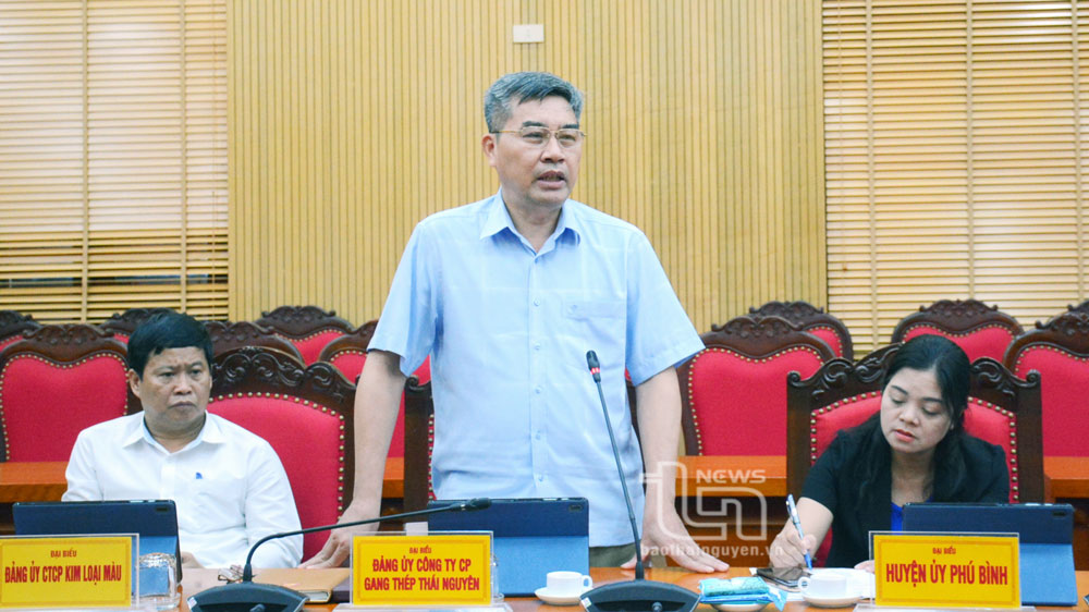 Bí thư Đảng ủy Công ty CP Gang thép Thái Nguyên phát biểu ý kiến.