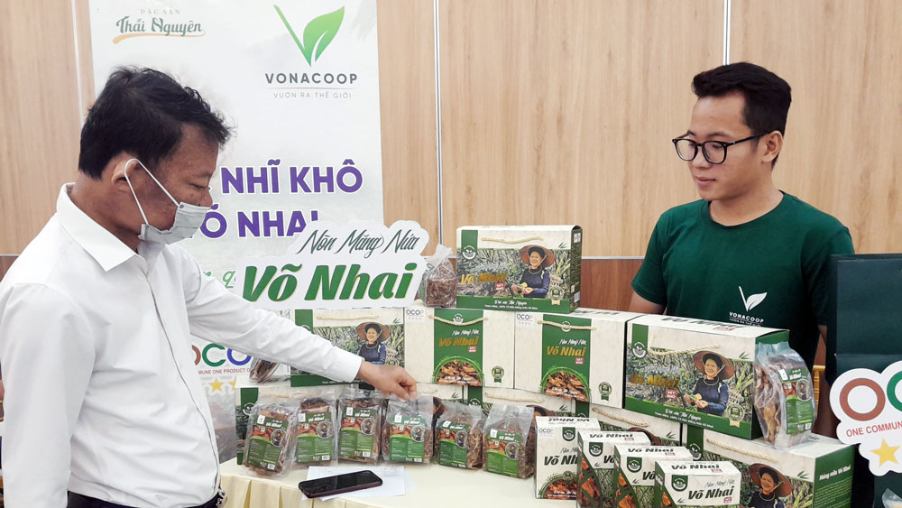 Citizens visit booths showcasing Vo Nhai Agricultural Processing Cooperatives products.