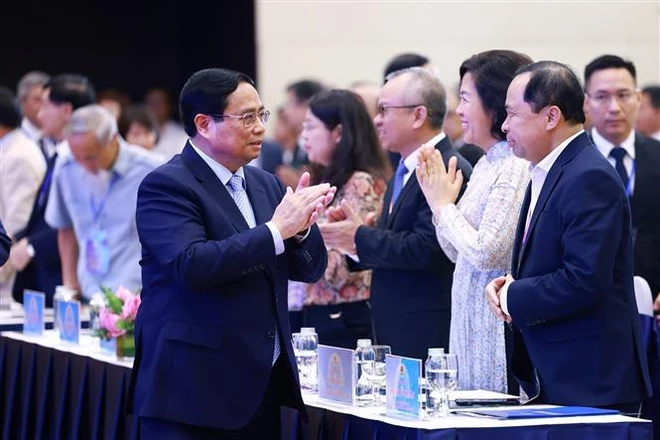 Prime Minister Pham Minh Chinh attends the opening of the 4th World Conference of Overseas Vietnamese (OV) and the 2024 forum of OV intellectuals and experts (Photo: VNA)