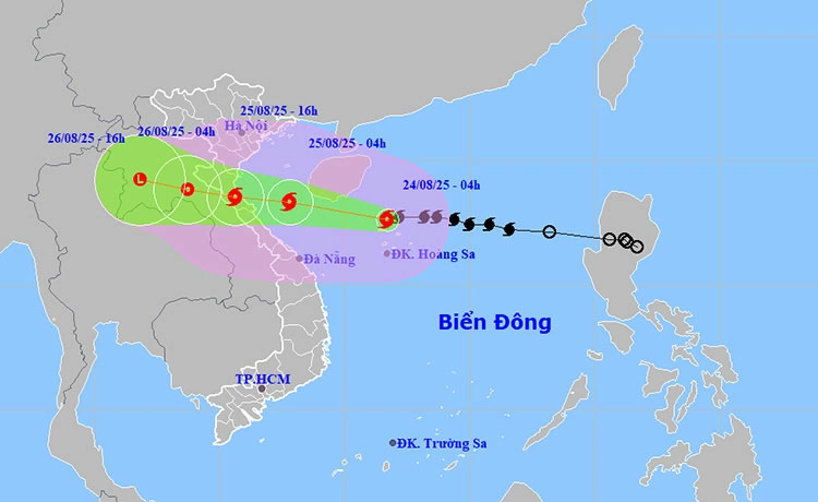 Vị trí và đường đi của bão. Ảnh: thoitietvietnam