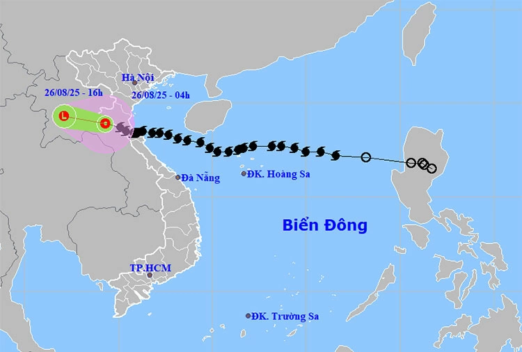 Vị trí và đường đi của áp thấp nhiệt đới. Ảnh: thoitietvietnam