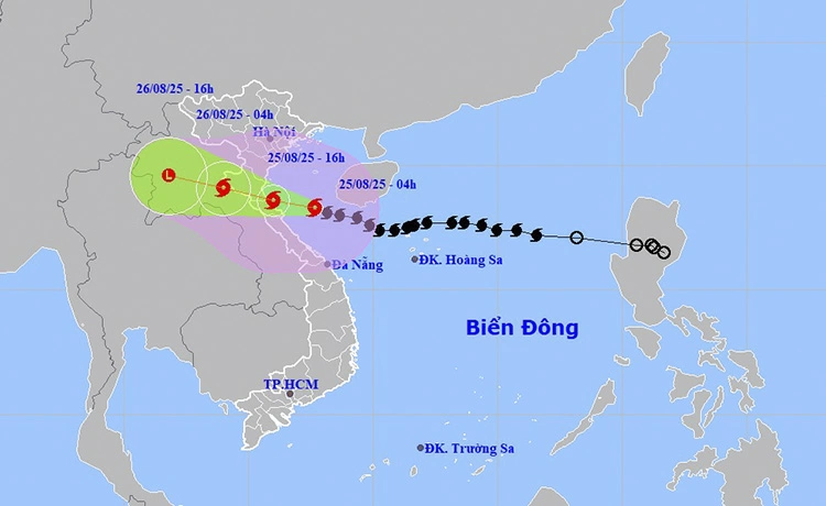 Vị trí và đường đi của bão số 5. Ảnh: thoitietvietnam