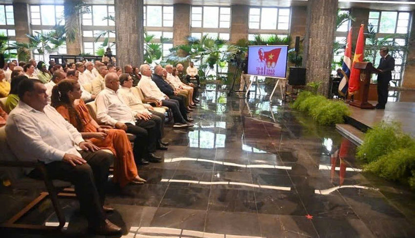 Lễ kỷ niệm 80 năm Cách mạng Tháng Tám và Quốc khánh nước nước Cộng hòa xã hội chủ nghĩa Việt Nam đã được tổ chức trọng thể tại Cung Cách mạng ở thủ đô Havana. (Ảnh: Đại sứ quán Việt Nam tại Cuba)