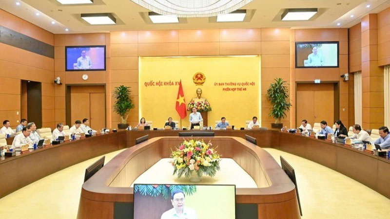 Phiên họp thứ 46 Ủy ban Thường vụ Quốc hội. (Ảnh: DUY LINH)