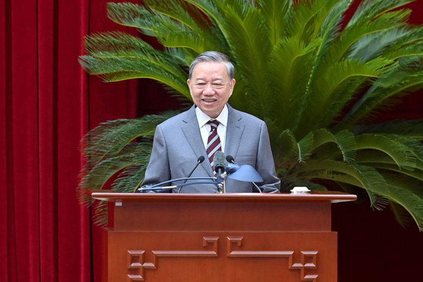 Tổng Bí thư Tô Lâm phát biểu tại hội nghị. (Ảnh: ĐĂNG KHOA)