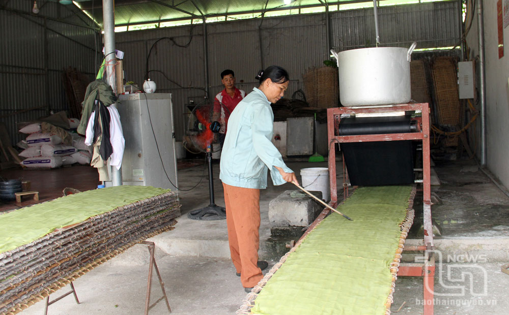 Sản xuất mỳ tại HTX Chăn nuôi, sản xuất nông sản sạch xã Kim Phượng. 