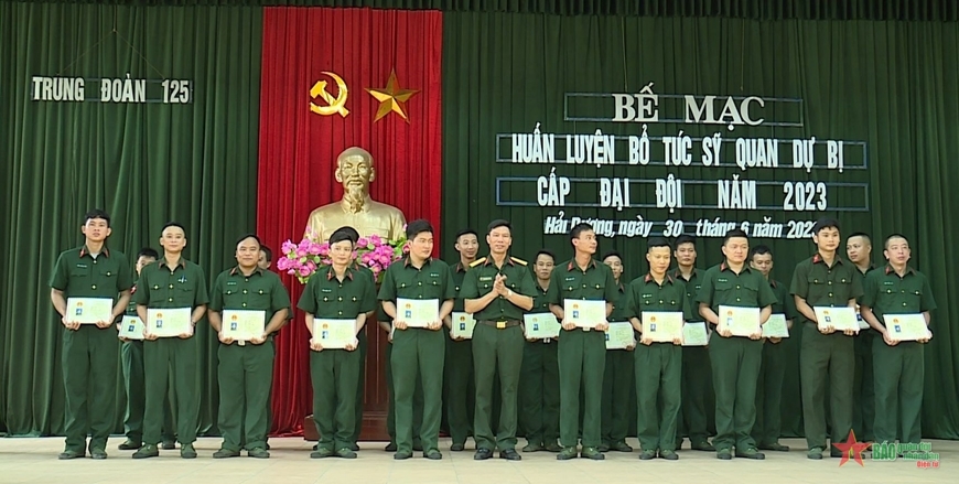 Bộ CHQS tỉnh Hải Dương tổ chức bế mạc huấn luyện bổ túc sĩ quan dự bị cấp đại đội năm 2023. Ảnh minh họa