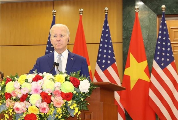 US President Joseph Biden at the press conference 