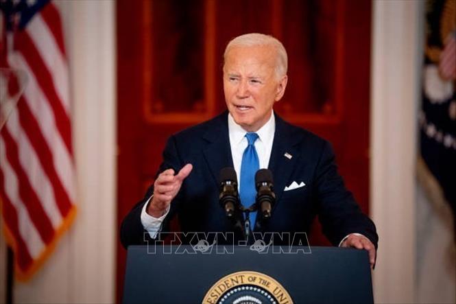 Tổng thống Mỹ Joe Biden phát biểu tại Washington, DC, Mỹ. Ảnh: Getty Images/TTXVN