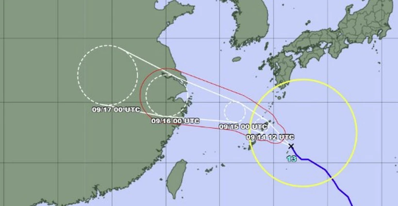 Hình ảnh đường đi của bão Bebinca. (Nguồn: Cơ quan Khí tượng Nhật Bản)