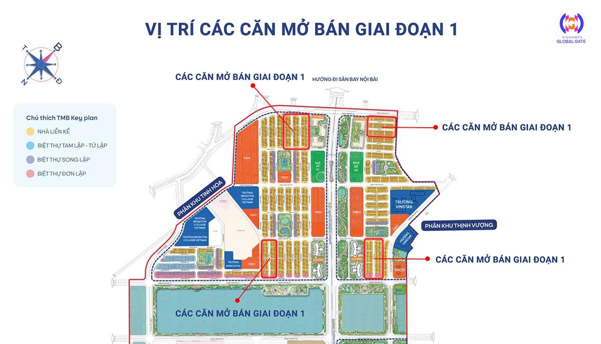 Vị trí các căn liền kề Vin Cổ Loa mở bán giai đoạn 1