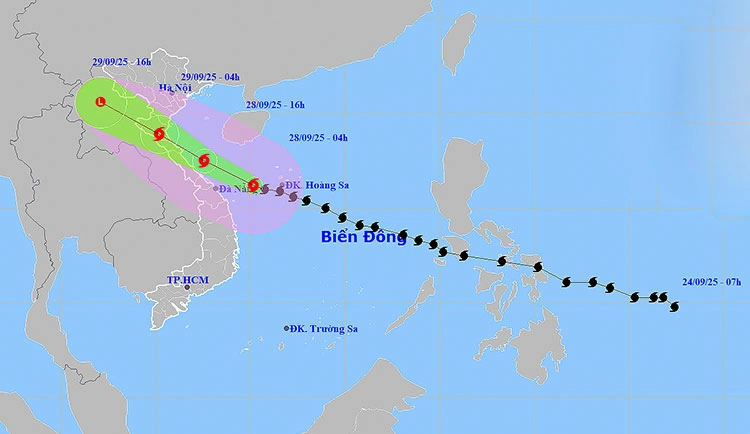 Vị trí và đường đi của bão số 10. Ảnh: thoitietvietnam