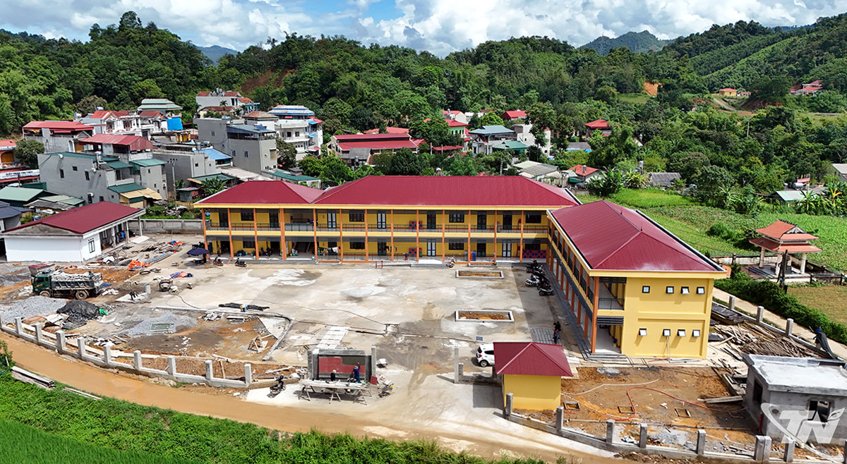 Công trình Trường Mầm non Hiệp Lực đang được gấp rút đẩy nhanh tiến độ thi công.