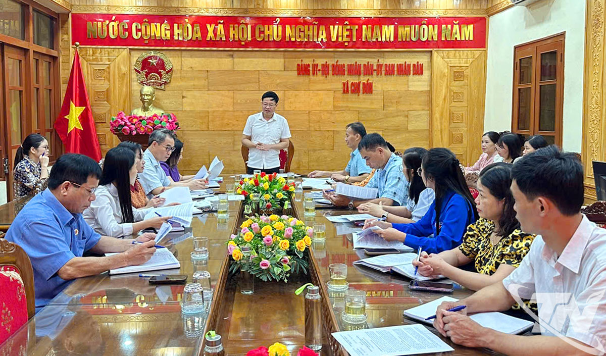 Đồng chí Đinh Quang Tuyên, Phó Bí thư Tỉnh ủy, Chủ tịch Ủy ban MTTQ tỉnh phát biểu tại buổi làm việc.