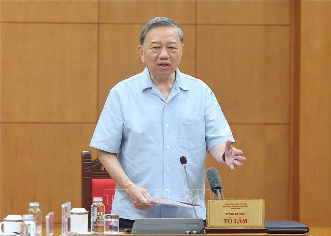 Tổng Bí thư Tô Lâm phát biểu chỉ đạo cuộc họp.