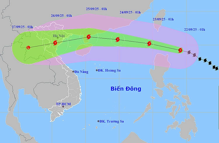 Vị trí và đường đi của bão. Ảnh: thoitietvietnam