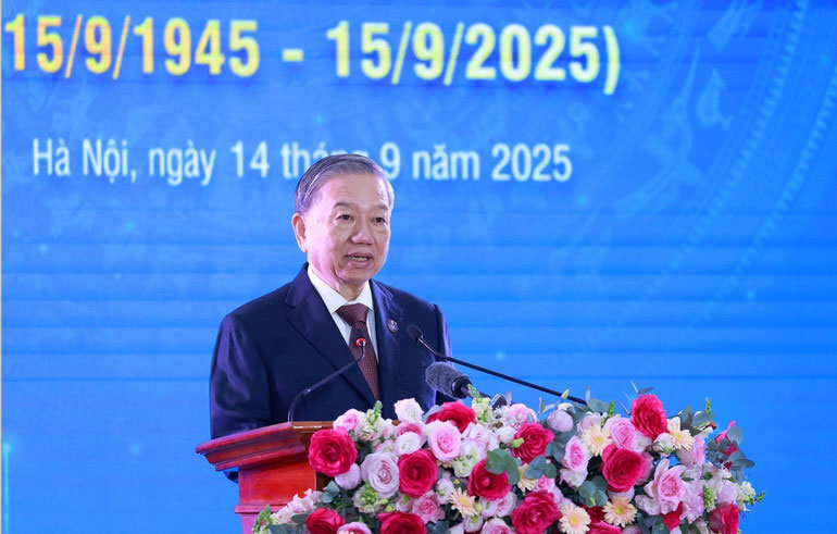 Tổng Bí thư Tô Lâm phát biểu tại Lễ đón nhận Huân chương Hồ Chí Minh và kỷ niệm 80 năm Ngày truyền thống Thông tấn xã Việt Nam (15/9/1945-15/9/2025).