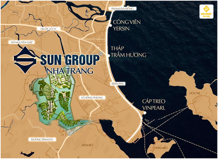 Vị trí chiến lược của dự án Sun Group tại Nha Trang.